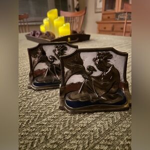 Antique Pompeian Bronze Company Bookends
"FANTASIE” Asian themed.